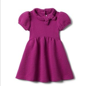 Janie and Jack Quilted Floral Puff Sleeve Dress - Deep Orchid